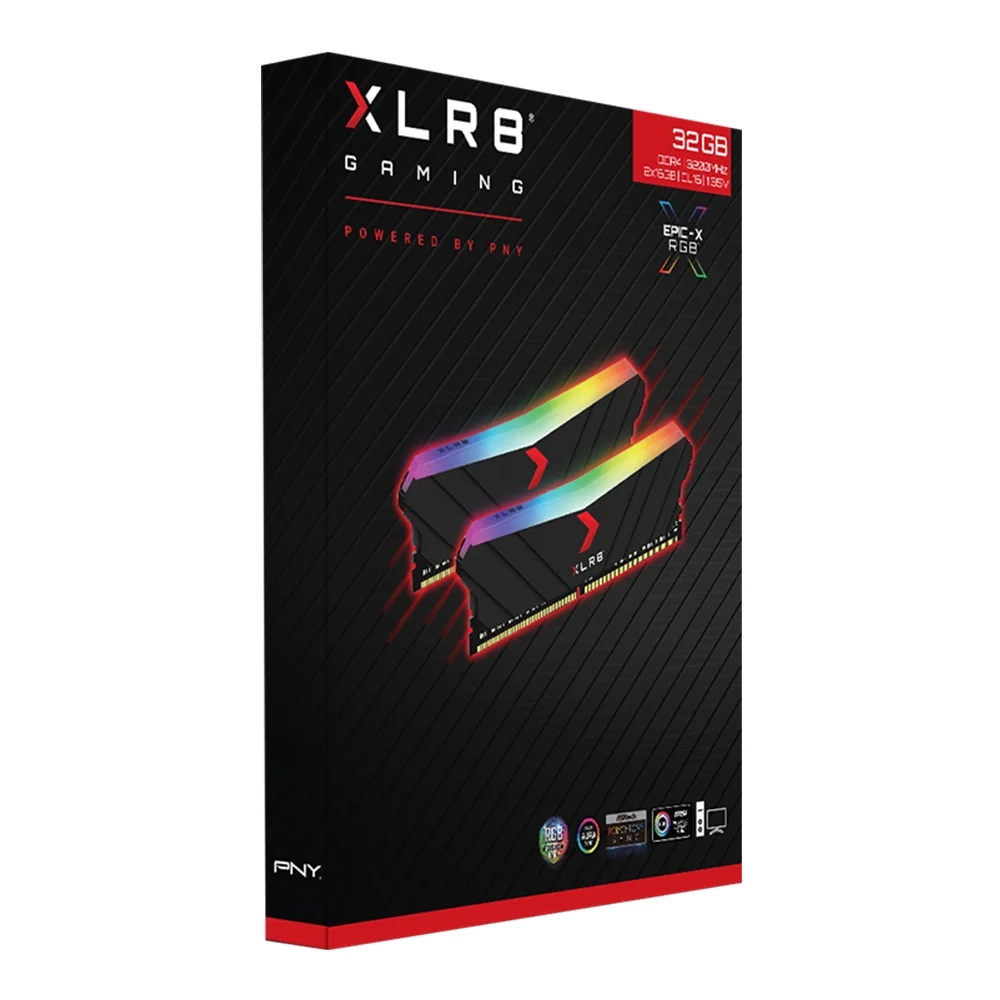 PNY XLR8 DDR4 3200 32GB LONGDIMM, RGB (16GB x 2 , 2 kits), 16-18-18